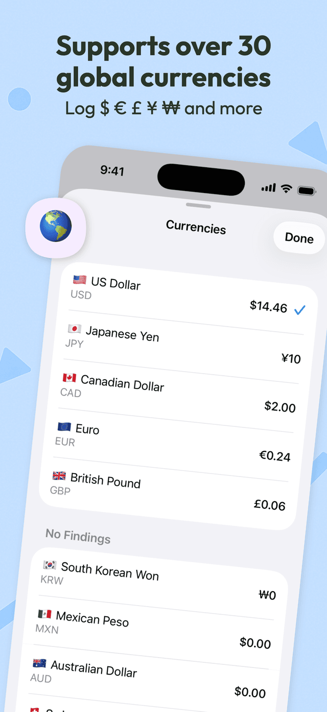 Multi-currency support for global tracking